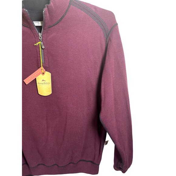 Tommy Bahama Flip Side Pro Half Zip Reversible Sweater Burg Black Size L NWT - Picture 3 of 13
